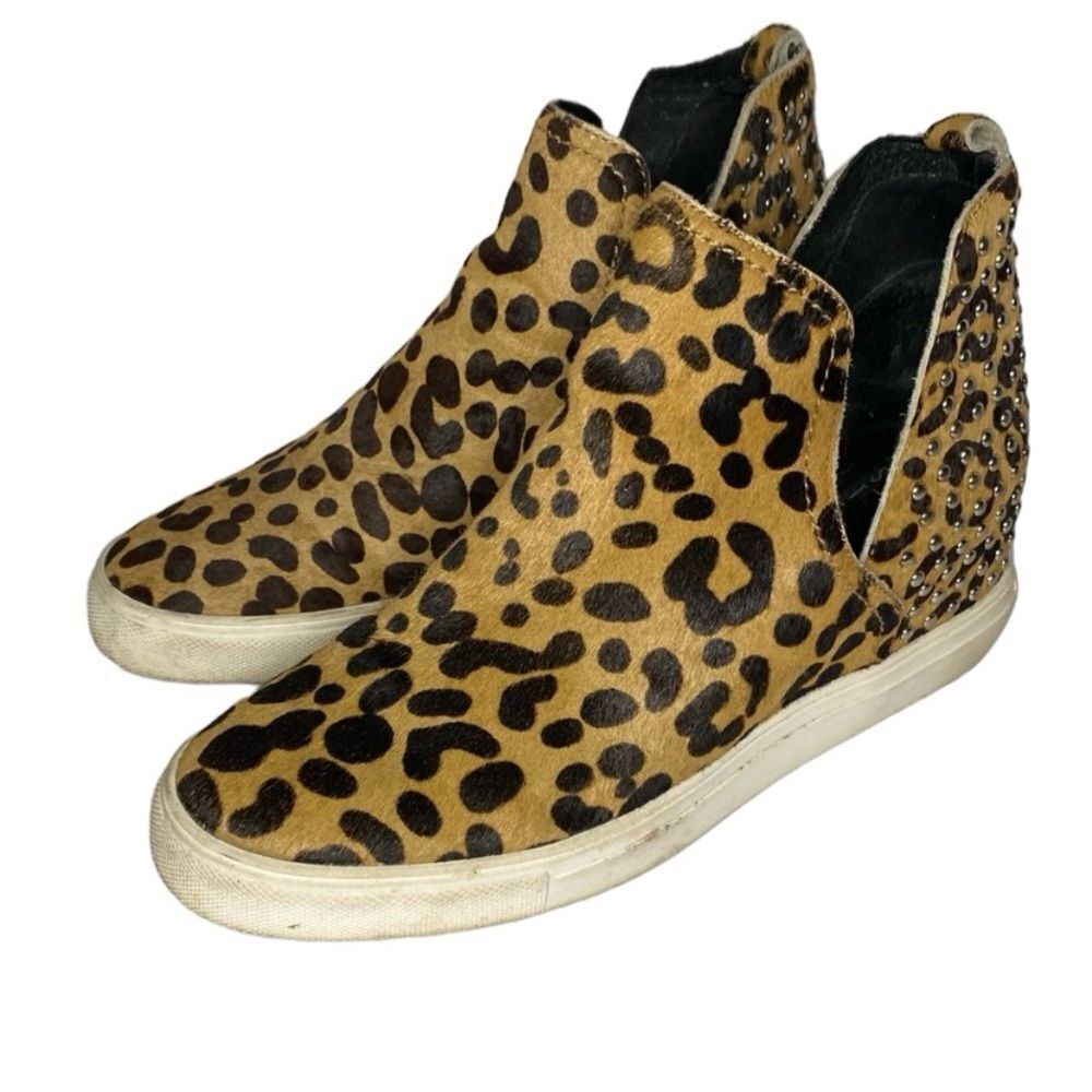 Steven By Steve Madden Leopard Print Coin Sneaker Embellished Calf Hair 8.5